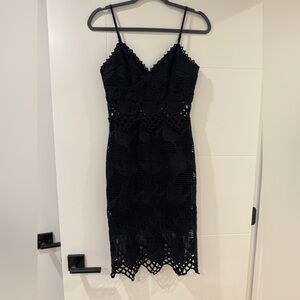 AQUA Black Lace Midi Dress